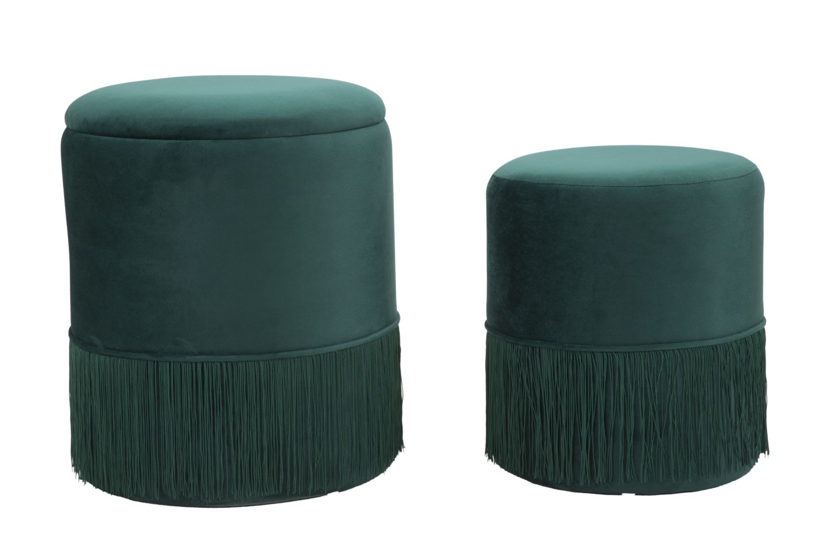 POUF/CONTENITORE LINES COPPIA VERDE CM Ø  35X42-30X32