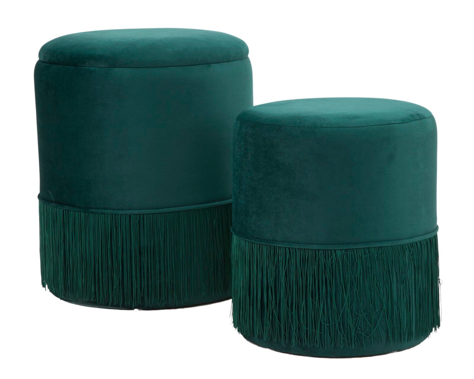 POUF/CONTENITORE LINES COPPIA VERDE CM Ø  35X42-30X32