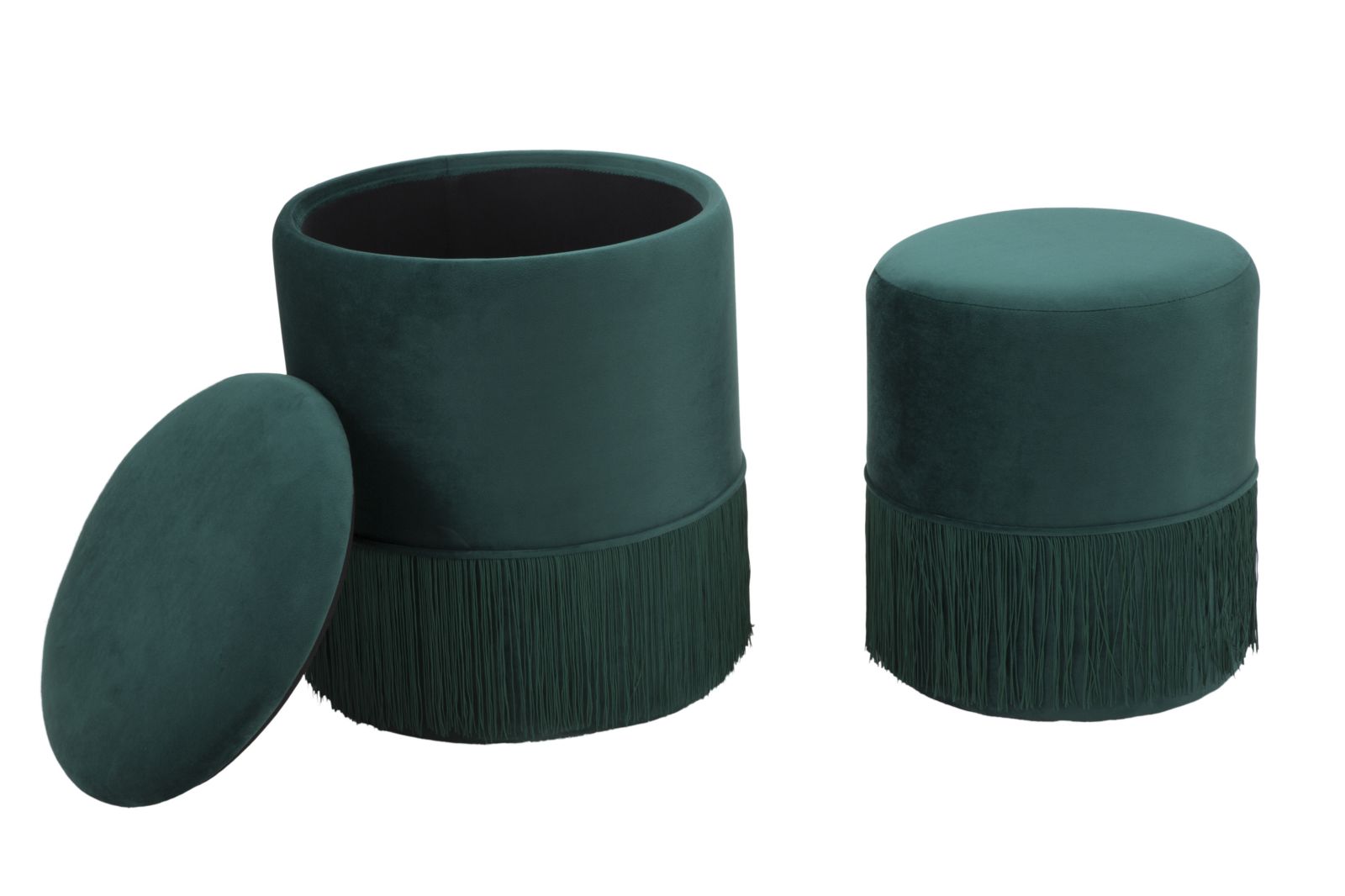 POUF/CONTENITORE LINES COPPIA VERDE CM Ø  35X42-30X32