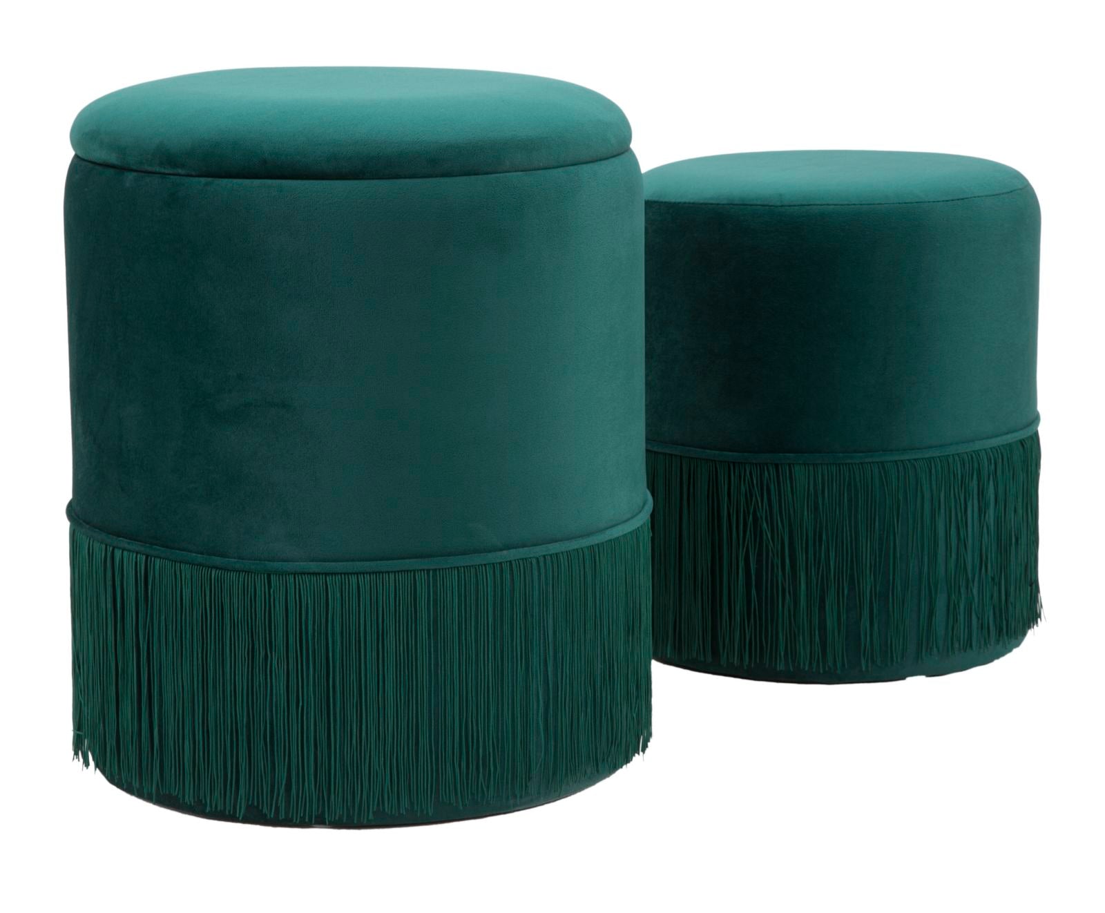 POUF/CONTENITORE LINES COPPIA VERDE CM Ø  35X42-30X32