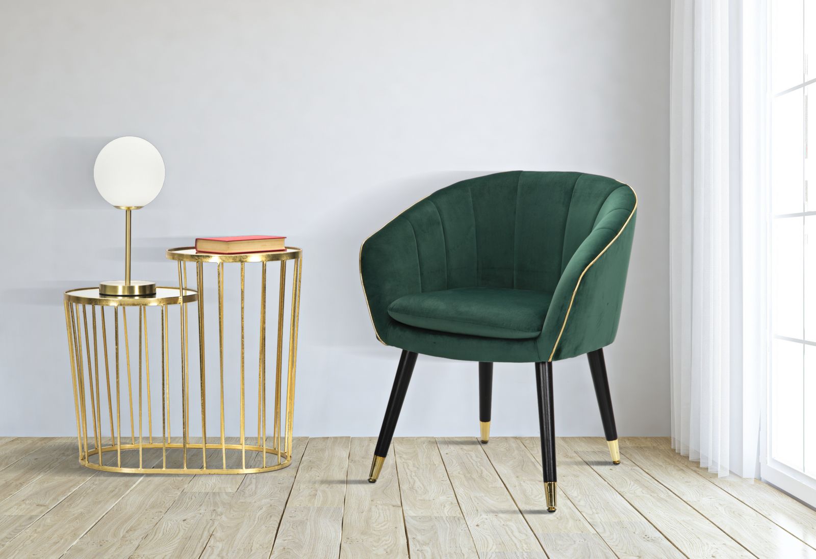 POLTRONA PARIS VERDE/GOLD CM 62X58X78