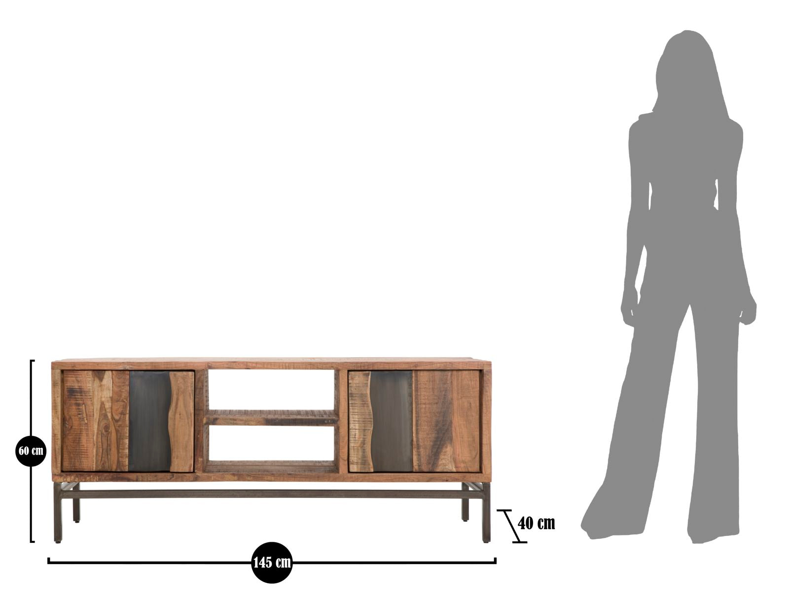 MOBILE PER TV YELLOWSTONE CM 145X40X60 (LEGNO DI ACACIA NILOTICA)