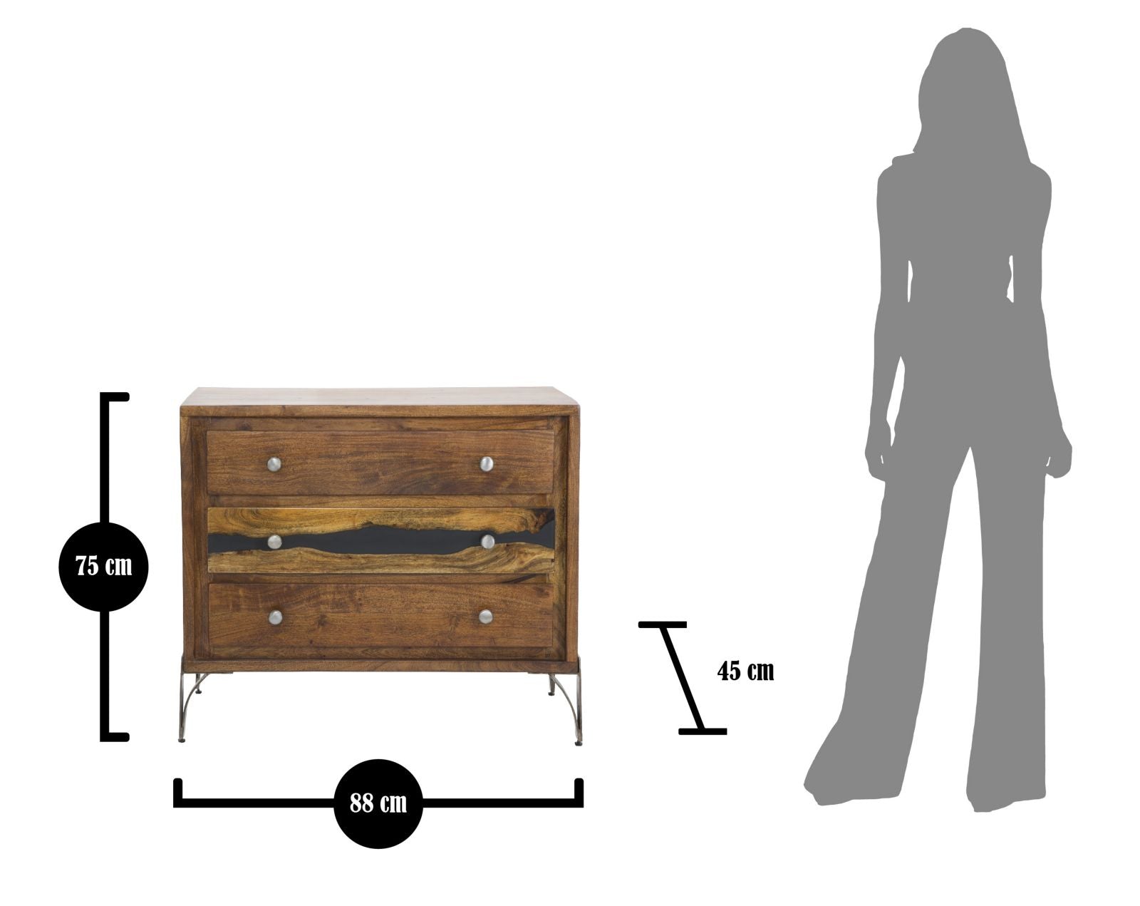 COMO' MUSTANG CM 88X45X75 (LEGNO DI ACACIA NILOTICA)