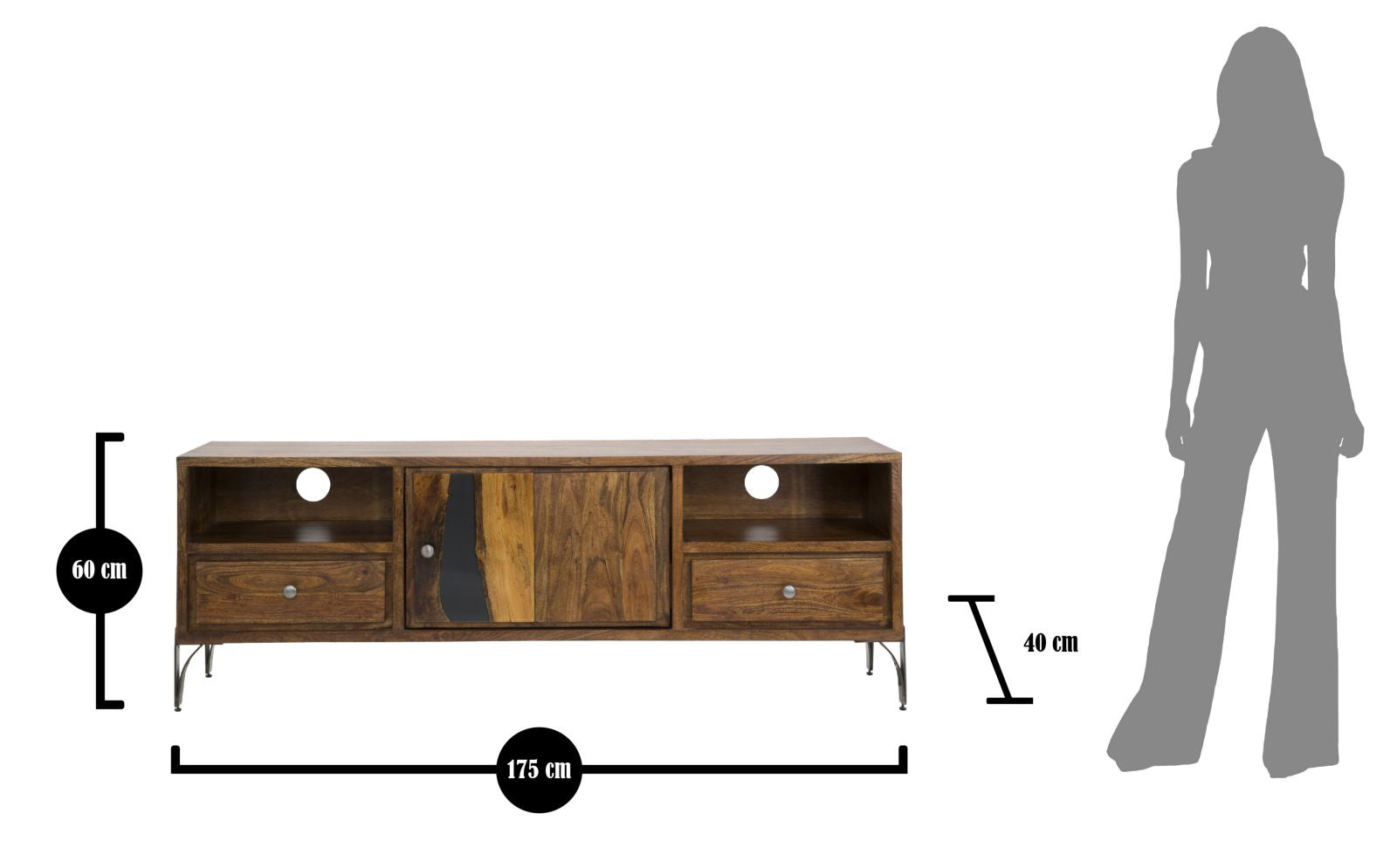 MOBILE PER TV MUSTANG CM 175X40X60 (LEGNO DI ACACIA NILOTICA)