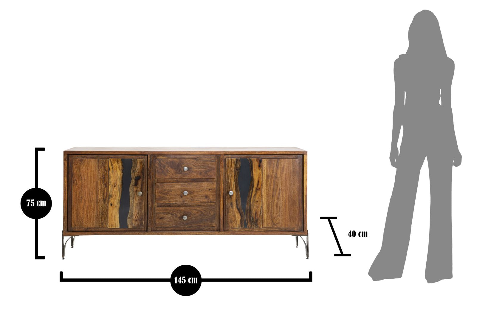 MOBILE MUSTANG CM 175X40X75 (LEGNO DI ACACIA NILOTICA)