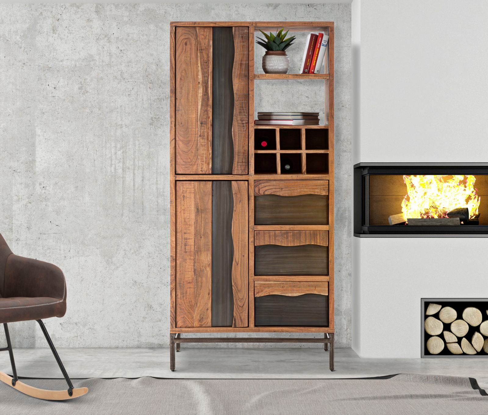 LIBRERIA YELLOWSTONE CM 88X40X195 (LEGNO DI ACACIA NILOTICA)