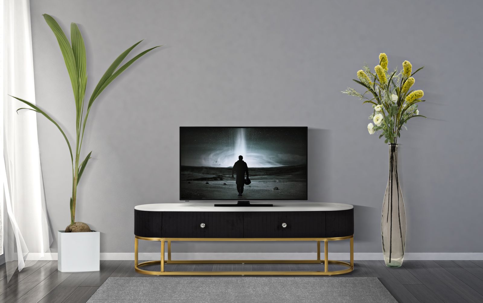 MOBILE PER TV MONTPELLIER NERO CM 150X42X45