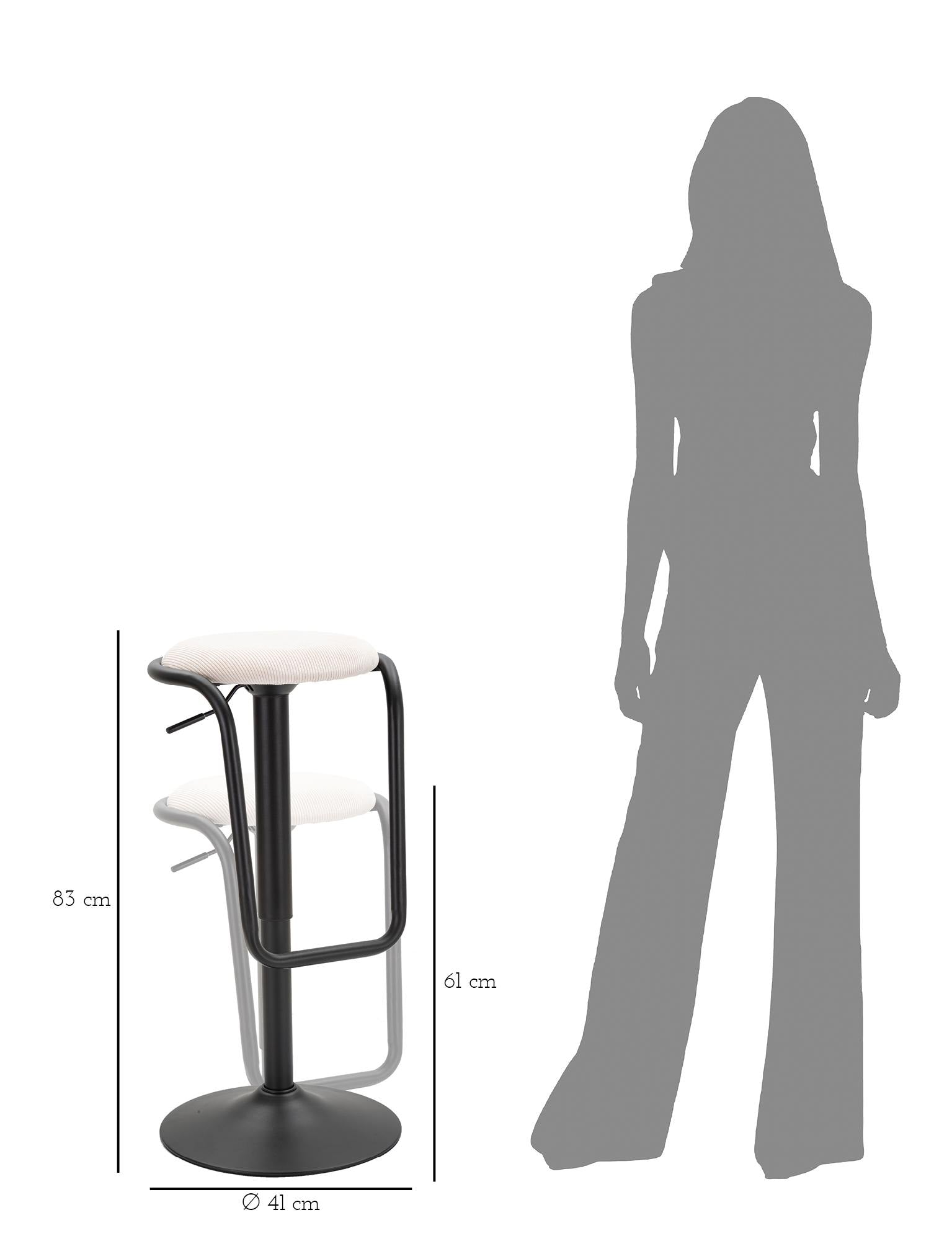 SGABELLO BAR DESTINY BIANCO CM Ø 41X61-83