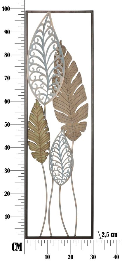 PANNELLO IN FERRO E LEGNO FOGLIE -B- CM 30,5X2,5X99,5
