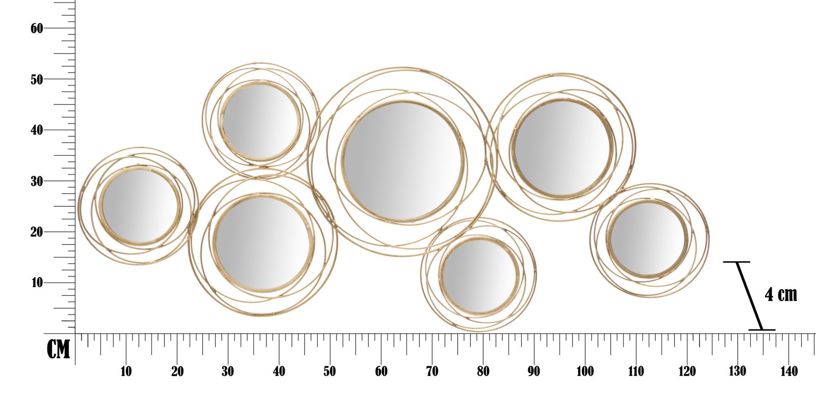 PANNELLO/SPECCHIO GOLD ROUND CM 124,5X4X53,5