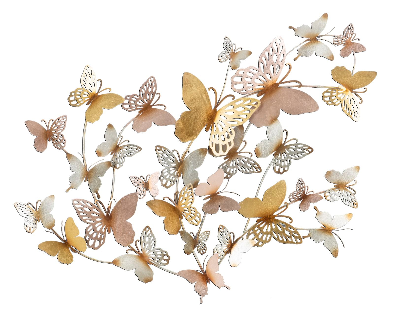 PANNELLO DA MURO BUTTERFLIES ORO/ROSA CM 132X3,5X95,5